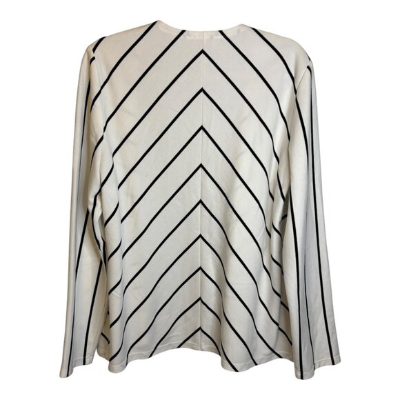Chico's Cardigan Women's Size Large Open Front Stripes Black White Chicos 2 - Picture 2 of 4